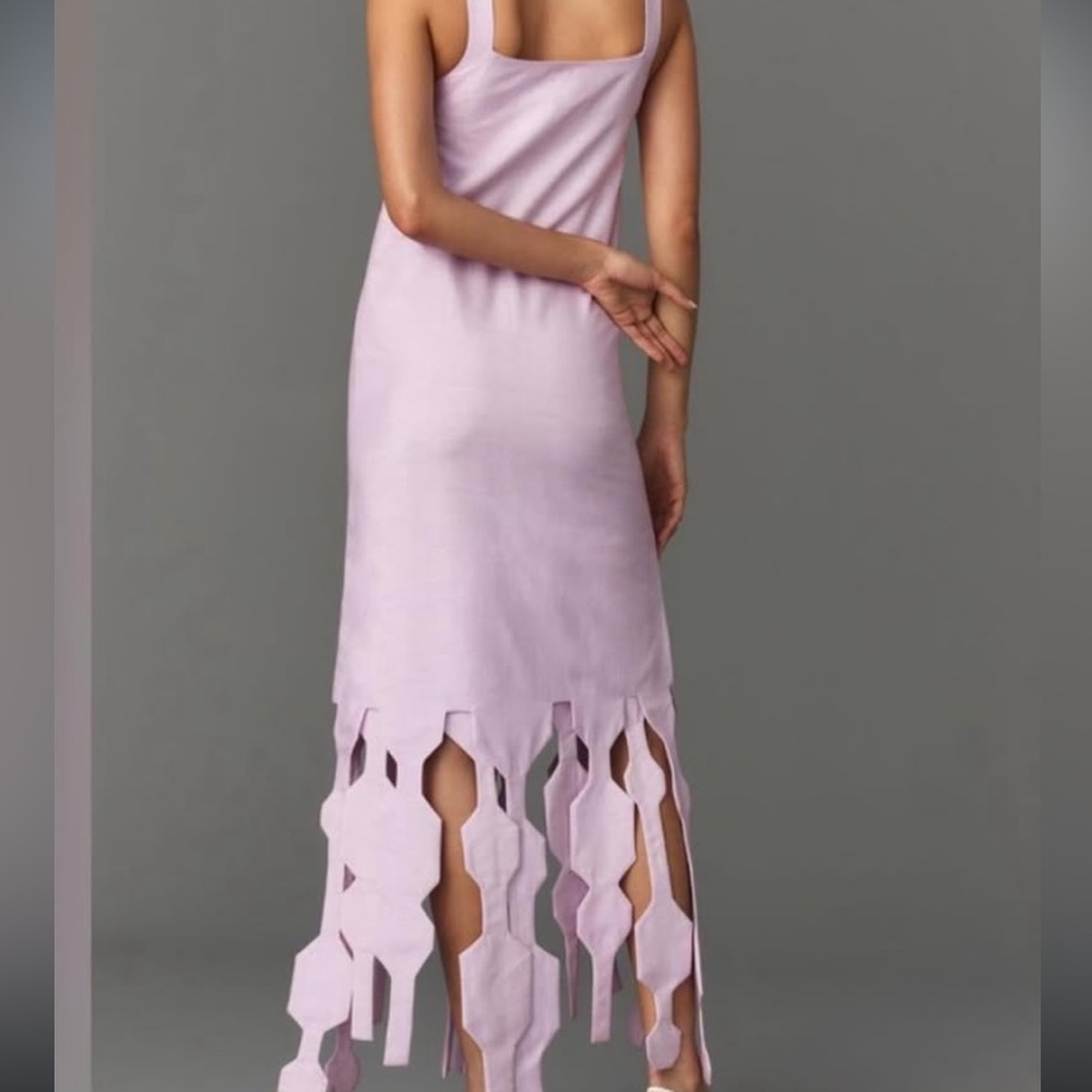 Anthropologie Lilac Cutout-Hem Midi Dress
